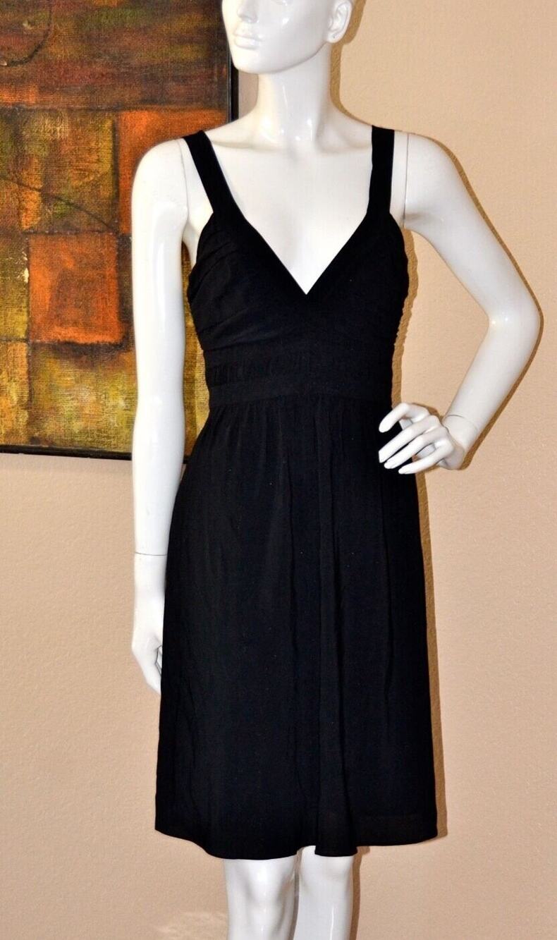 Theory Designer Black Crepe Liv Dress Square Back Size 6 Empire Waist NEW!!!